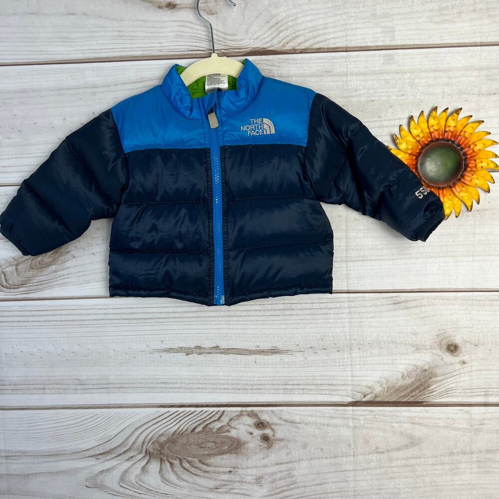 The North Face Infant Toddler Puffer Jacket Blue‎ Black 550 Down Fill 3-6M